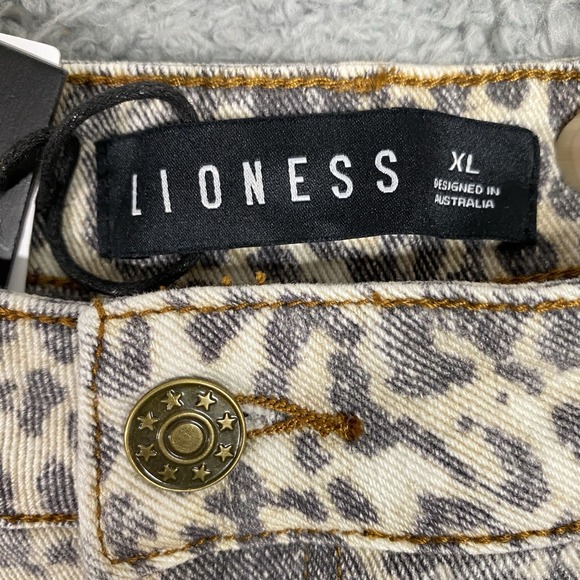 Lioness Leopard Print Straight Jeans Size XL Cotton Fade Girls Night NWT - Picture 5 of 15